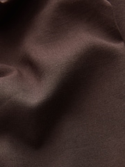 Chocolate Brown Pull On Wide Leg Trousers With Linen - Image 8 of 8