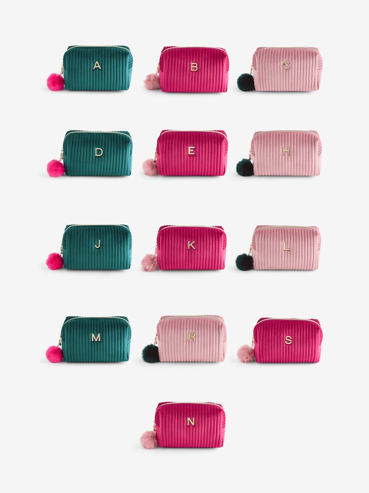 Ribbed Velvet Monogram Makeup Bag - Image 5 of 5 Ribbed Velvet Monogram Makeup Bag - Image 5 of 5