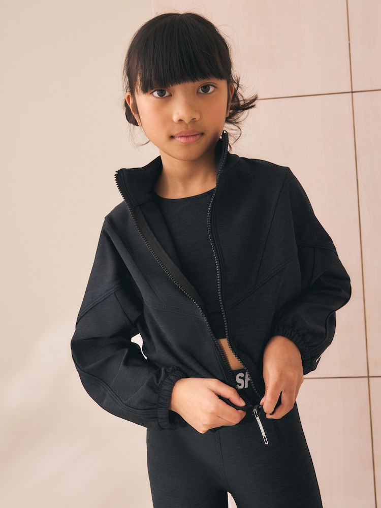 Black Sports Zip Through Jacket (3-16yrs) - Image 2 of 4 Black Sports Zip Through Jacket (3-16yrs) - Image 2 of 4
