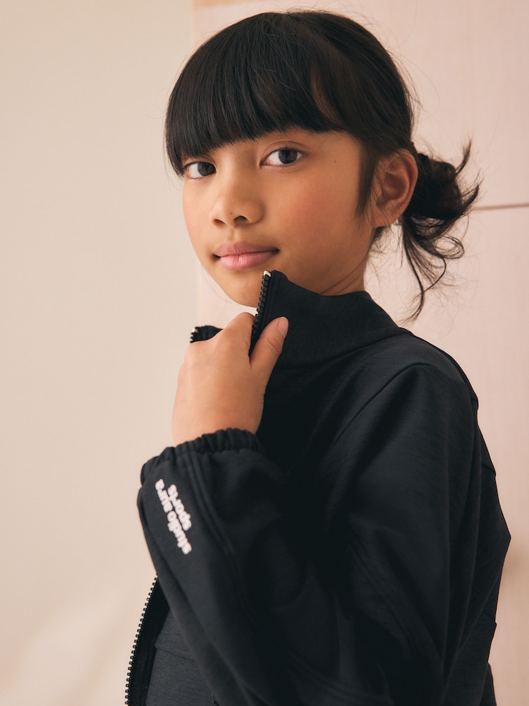 Black Sports Zip Through Jacket (3-16yrs) - Image 4 of 4 Black Sports Zip Through Jacket (3-16yrs) - Image 4 of 4