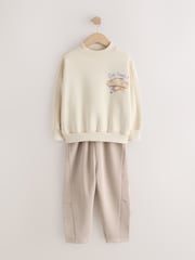 Neutral Pâtisserie Graphic Sweatshirt And Textured Trousers Set (3-16yrs) - Image 5 of 10