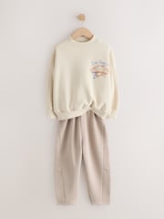 Neutral Pâtisserie Graphic Sweatshirt And Textured Trousers Set (3-16yrs) - Image 6 of 10