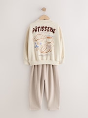 Neutral Pâtisserie Graphic Sweatshirt And Textured Trousers Set (3-16yrs) - Image 7 of 10