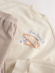 Neutral Pâtisserie Graphic Sweatshirt And Textured Trousers Set (3-16yrs) - Image 9 of 10