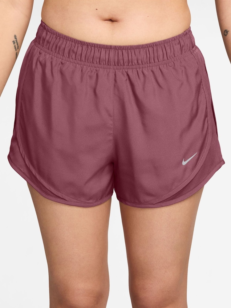 Nike Mystic Date Brown Tempo Dri-FIT Mid Rise Brief Lined Running Shorts - Image 1 of 5 Nike Mystic Date Brown Tempo Dri-FIT Mid Rise Brief Lined Running Shorts - Image 1 of 5