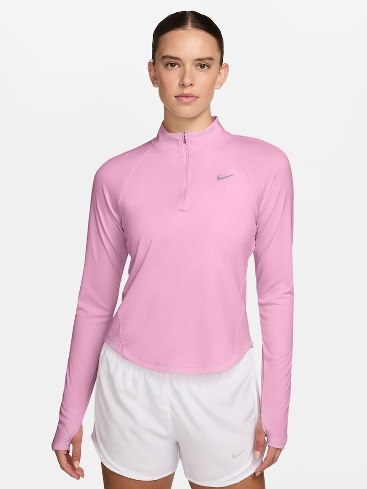 Nike Pink Rise Tempo Dri-FIT 1/2-Zip Running Top - Image 1 of 4 Nike Pink Rise Tempo Dri-FIT 1/2-Zip Running Top - Image 1 of 4