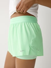 Nike Illusion Green Swift Dri-FIT Mid Rise 2-in-1 Running Shorts - Image 3 of 5