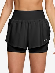 Nike Black Tempo Flow Dri-FIT High-Waisted 2-in-1 Running Shorts - Image 1 of 5