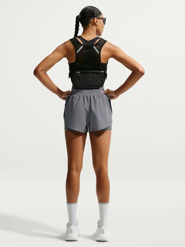 Nike Cool Grey Tempo Flow Dri-FIT High-Waisted 2-in-1 Running Shorts - Image 6 of 6 Nike Cool Grey Tempo Flow Dri-FIT High-Waisted 2-in-1 Running Shorts - Image 6 of 6