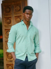Joules Mint Green Garment Dyed Cotton Twill Long Sleeve Shirt - Image 1 of 1