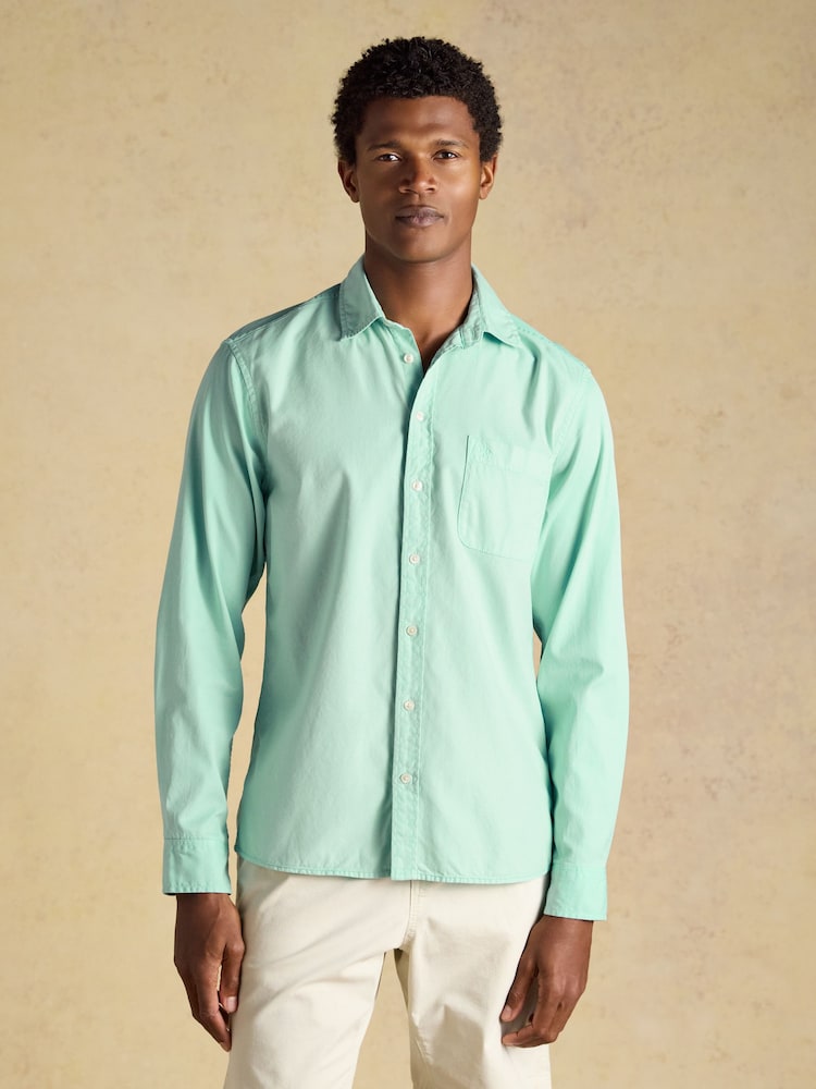 Joules Mint Green Garment Dyed Cotton Twill Long Sleeve Shirt - Image 2 of 10