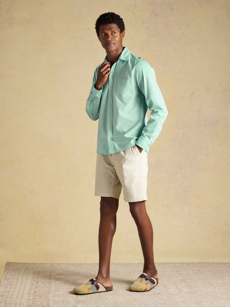 Mens Joules Mint Green Garment Dyed Cotton Twill Long Sleeve Shirt L