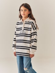 Black/Ecru Stripe Long Sleeve Rugby Top (3-16yrs) - Image 1 of 11