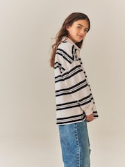 Black/Ecru Stripe Long Sleeve Rugby Top (3-16yrs) - Image 3 of 11