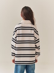 Black/Ecru Stripe Long Sleeve Rugby Top (3-16yrs) - Image 4 of 11