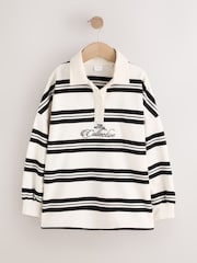 Black/Ecru Stripe Long Sleeve Rugby Top (3-16yrs) - Image 6 of 11