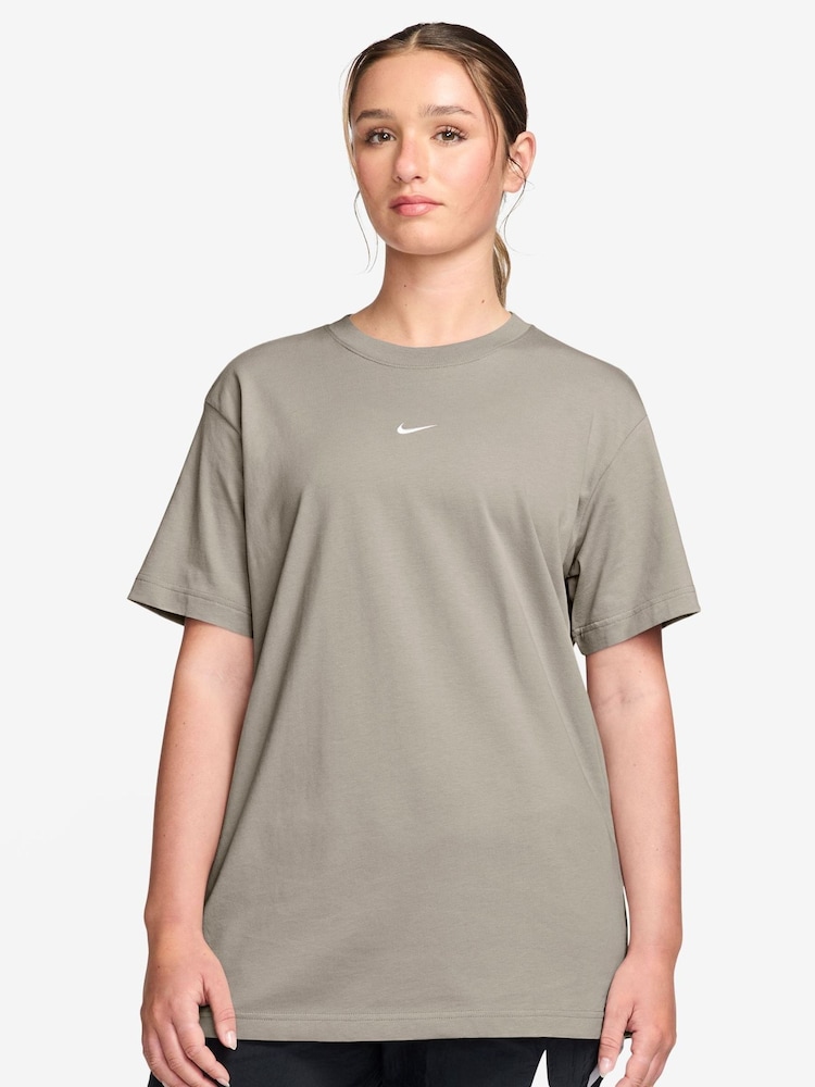 Nike Cream 2 Sportswear Essential Oversized T-Shirt - Image 1 of 3 Nike Cream 2 Sportswear Essential Oversized T-Shirt - Image 1 of 3