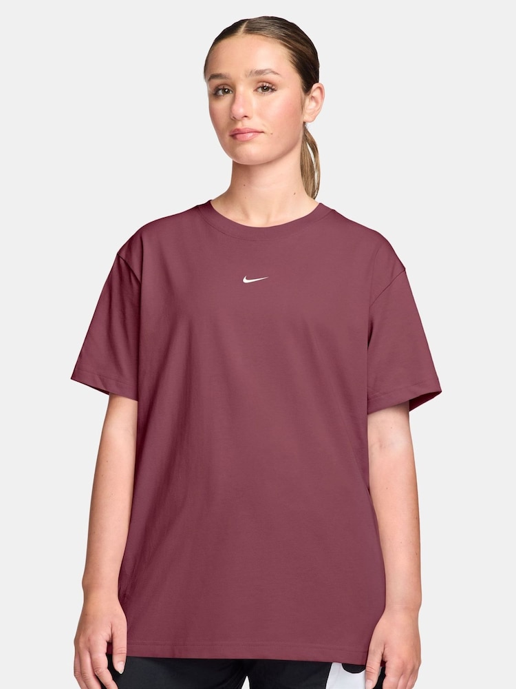 Nike Pink Smoke Sportswear Essential Oversized T-Shirt - Image 1 of 3 Nike Pink Smoke Sportswear Essential Oversized T-Shirt - Image 1 of 3