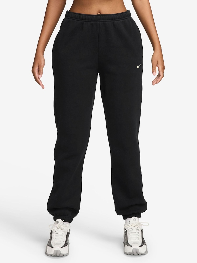Nike Black Studio Fleece Mid Rise Cuffed Joggers - Image 1 of 3 Nike Black Studio Fleece Mid Rise Cuffed Joggers - Image 1 of 3