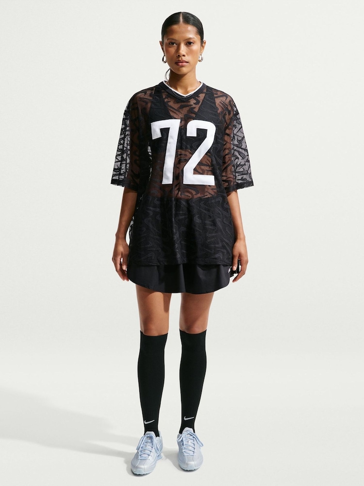 Nike Black Sportswear Chill Lace Oversized Woven Jersey - Image 1 of 5