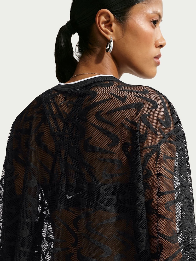 Nike Black Sportswear Chill Lace Oversized Woven Jersey - Image 5 of 5