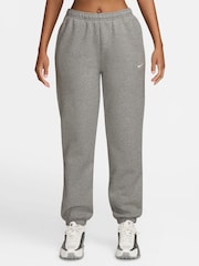 Nike Grey Heather Studio Fleece Mid Rise Cuffed Joggers - Image 1 of 3