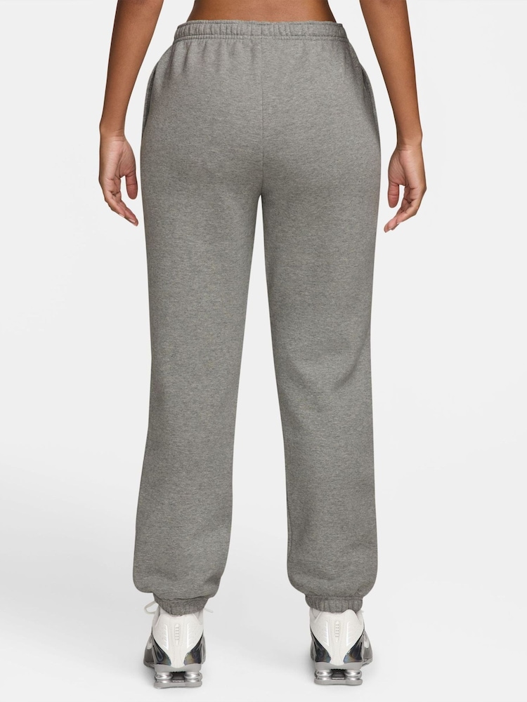 Nike Grey Heather Studio Fleece Mid Rise Cuffed Joggers - Image 2 of 3 Nike Grey Heather Studio Fleece Mid Rise Cuffed Joggers - Image 2 of 3