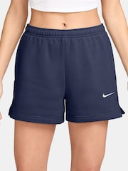 Nike Midnight Navy Studio Fleece Mid Rise Shorts - Image 1 of 4