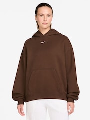 Cacao Wow Brown - Nike Studio Fleece Oversized Hoodie - Imagen 1 de 3