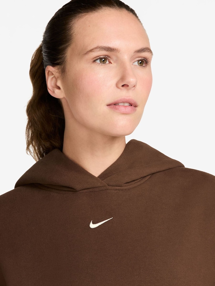 Cacao Wow Brown - Nike Studio Fleece Oversized Hoodie - Imagen 3 de 3