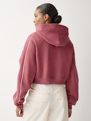 Nike Pink Smoke Studio Fleece Oversized Scallop-Trim Hoodie - Image 5 of 6