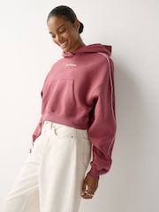 Nike Pink Smoke Studio Fleece Oversized Scallop-Trim Hoodie - Image 6 of 6