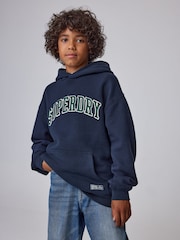 Superdry Navy Graphic Hoodie - Image 1 of 10