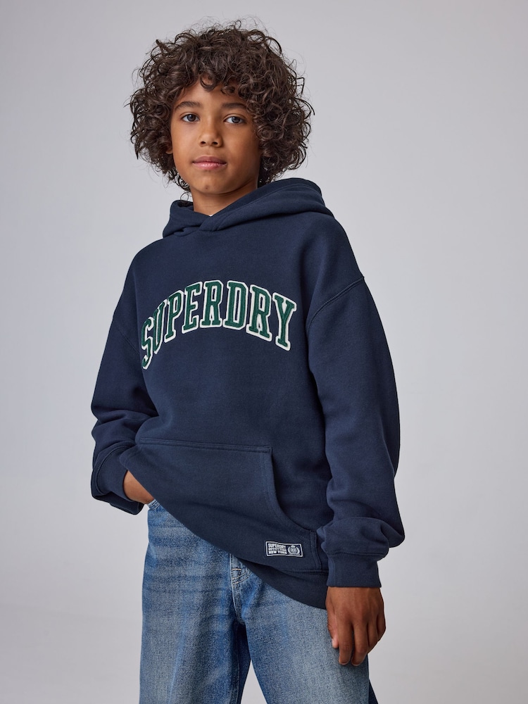 Superdry Navy Graphic Hoodie - Image 1 of 10 Superdry Navy Graphic Hoodie - Image 1 of 10