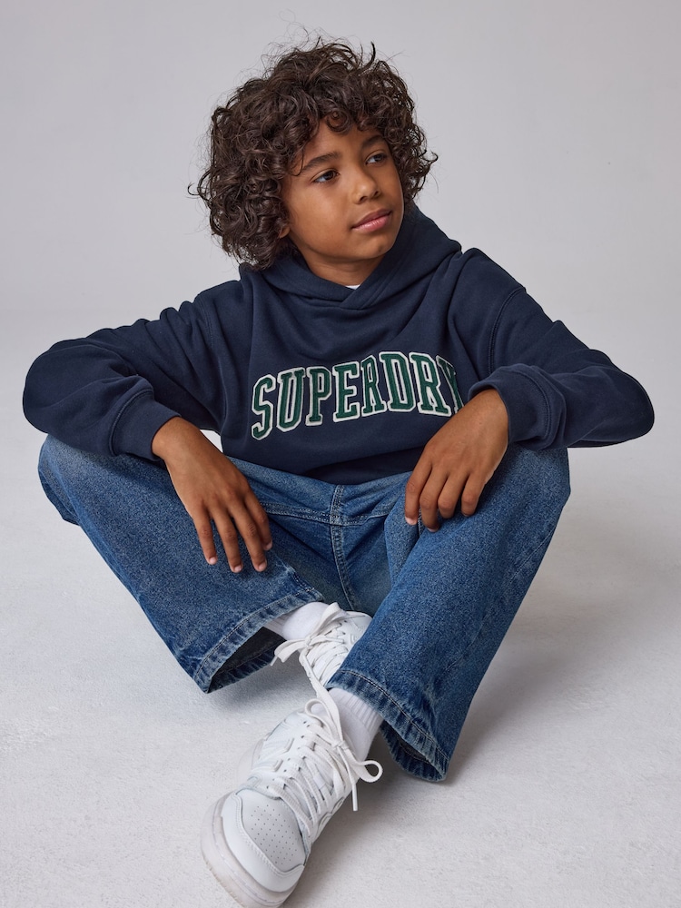 Superdry Navy Graphic Hoodie - Image 2 of 10 Superdry Navy Graphic Hoodie - Image 2 of 10
