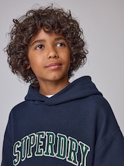 Superdry Navy Graphic Hoodie - Image 3 of 10