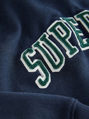 Superdry Navy Graphic Hoodie - Image 8 of 10