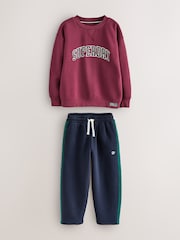 Superdry Red/Navy Graphic Sweatshirt and Joggers Set - Image 7 of 13