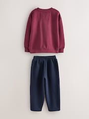 Superdry Red/Navy Graphic Sweatshirt and Joggers Set - Image 8 of 13
