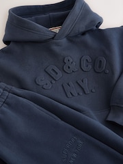 Superdry Navy Embossed Hoodie and Joggers Set - Image 4 of 8