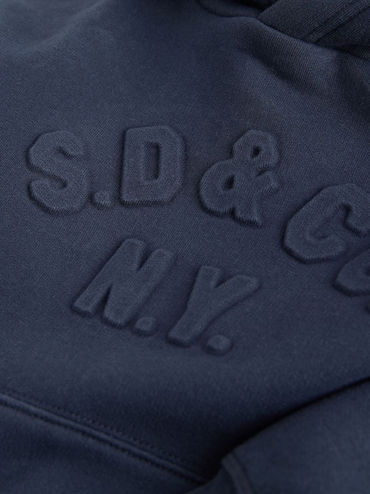 Superdry Navy Embossed Hoodie and Joggers Set - Image 8 of 8 Superdry Navy Embossed Hoodie and Joggers Set - Image 8 of 8