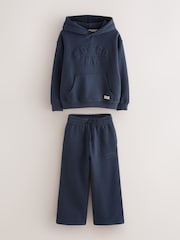 Superdry Navy Embossed Hoodie and Joggers Set - Image 9 of 16