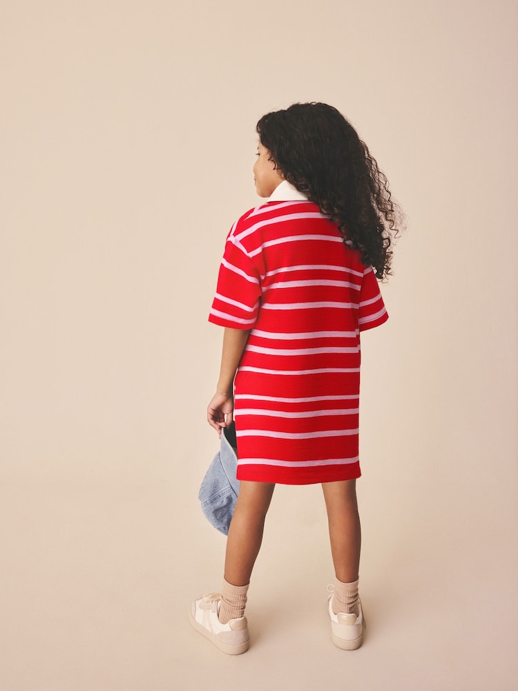 Red & Pink Stripe Short Sleeve Rugby Dress (3-16yrs) - Image 2 of 7