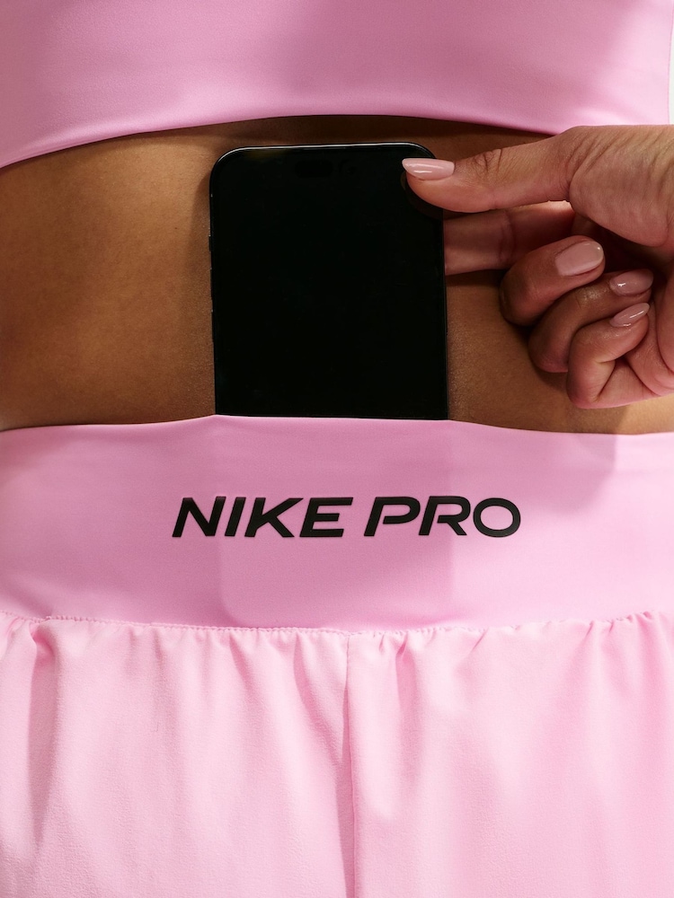 Nike Pink Rise Pro Sculpt Dri FIT High Waisted 2 in 1 13 Inch Shorts - Image 6 of 6