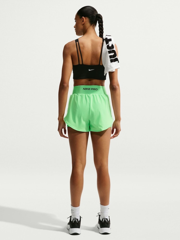 Nike Illusion Green Pro Sculpt Dri FIT High Waisted 2 in 1 13 Inch Shorts - Image 2 of 6 Nike Illusion Green Pro Sculpt Dri FIT High Waisted 2 in 1 13 Inch Shorts - Image 2 of 6