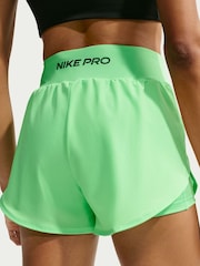 Nike Illusion Green Pro Sculpt Dri FIT High Waisted 2 in 1 13 Inch Shorts - Image 4 of 6