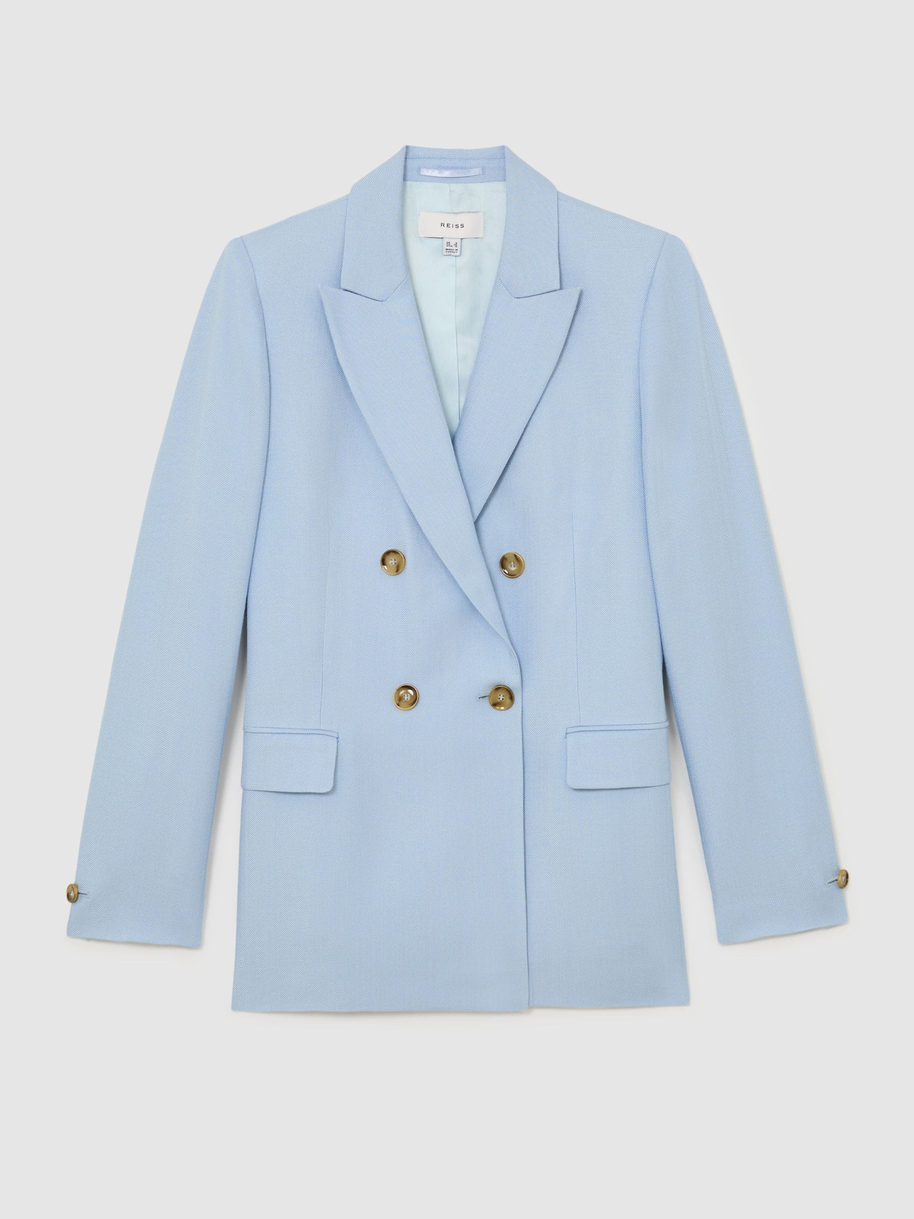 Buy Reiss Blue Magda Petite Double-Breasted Peak-Lapel Suit Jacket