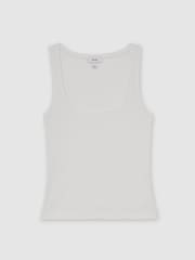 白色 - Reiss Riva Stretch-Cotton Ribbed Square-Neck Vest - 6的图像2｝