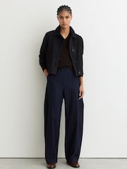 Marineblau - Reiss Sonny Wildleder Cropped Jacke - Bild 1 von 9