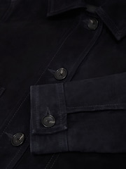 Marineblau - Reiss Sonny Wildleder Cropped Jacke - Bild 8 von 9